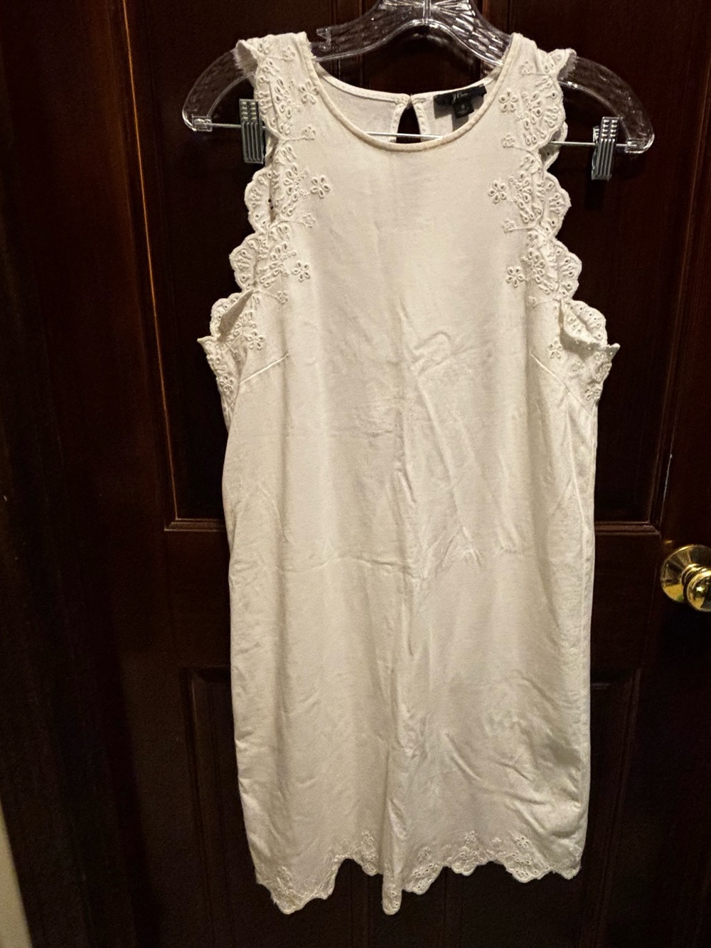 J. Crew White Eyelet-Trim Mini Shift Dress